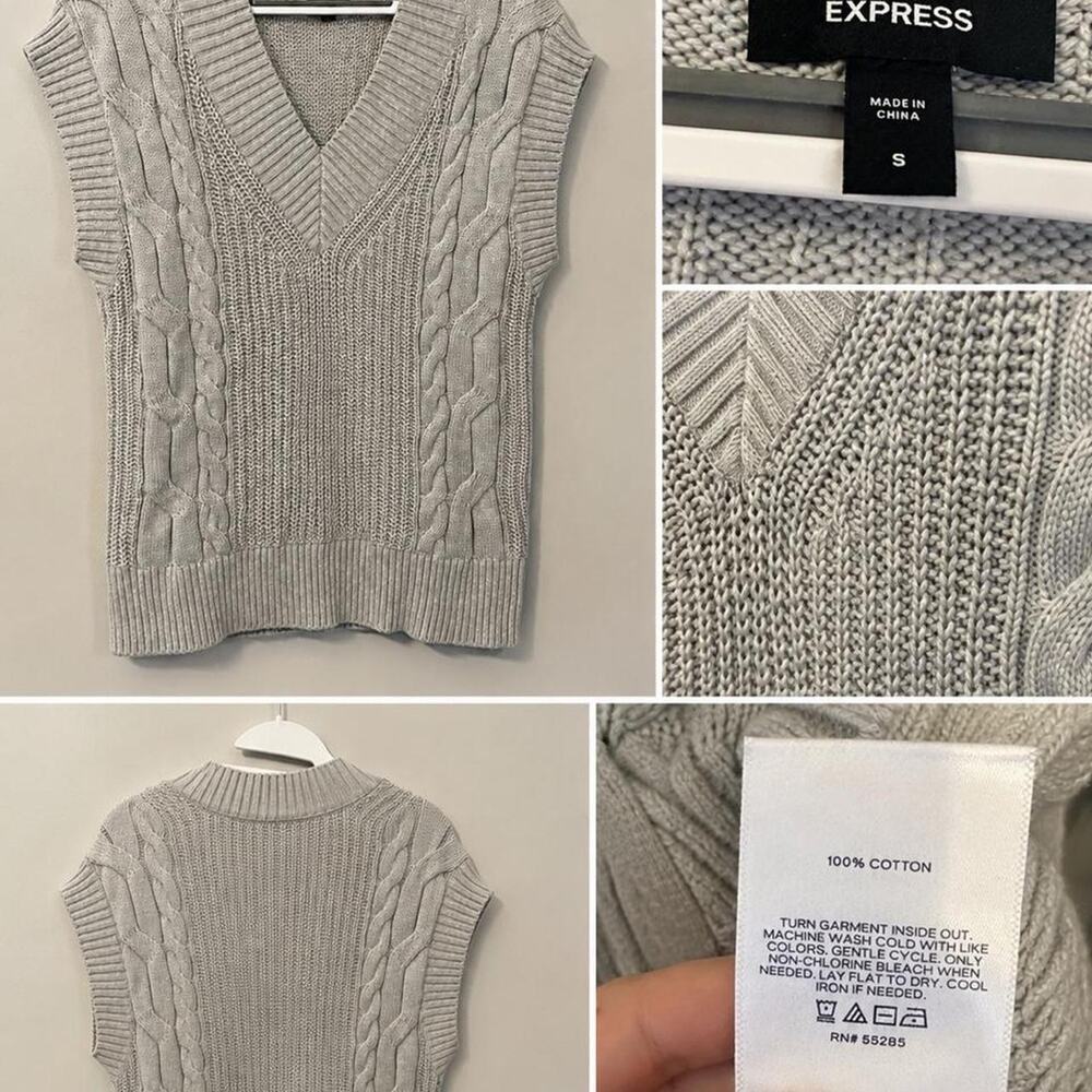 Express gray chunky cable knit